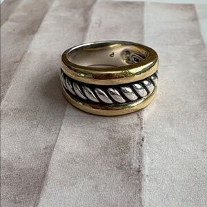 DAVID YURMAN TWO - TONE SILVER AND GOLD BAND RING